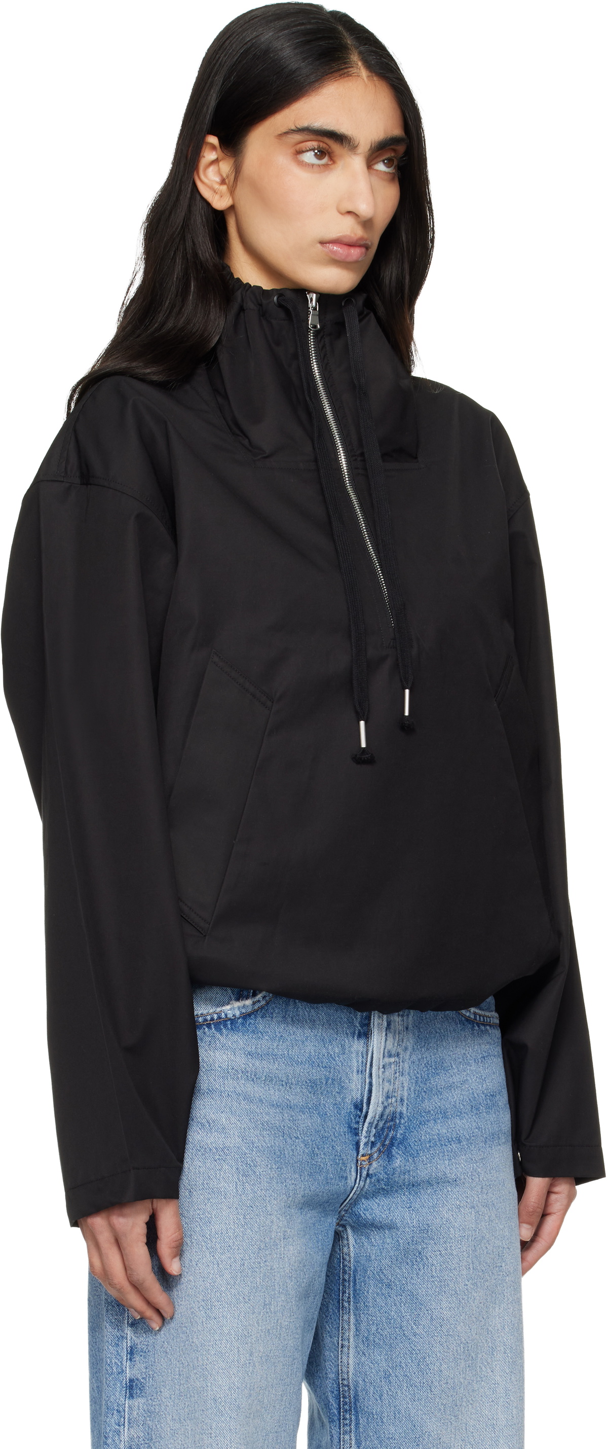 AGOLDE Black Lydia Nylon Popover Anorak