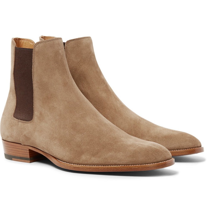 Photo: Saint Laurent - Suede Chelsea Boots - Tan