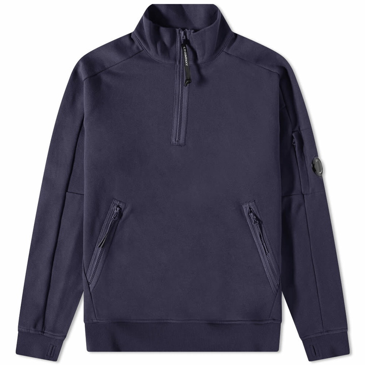 Photo: C.P. Company Men's Arm Lens Quarter Zip Sweat in Total Eclipse