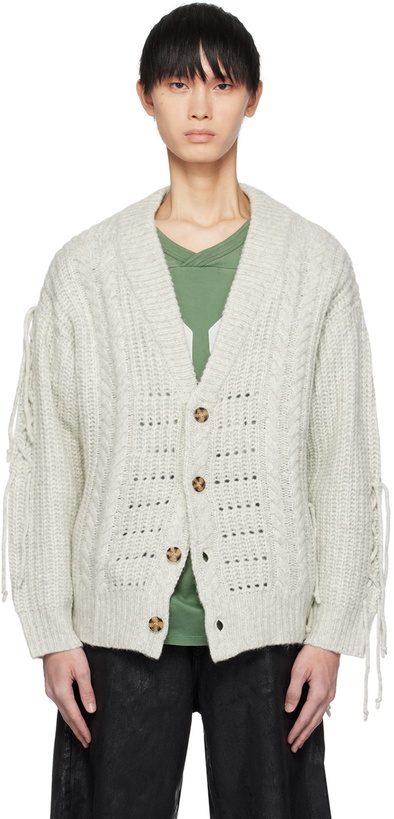 Photo: GUESS USA Gray Lace-Up Cardigan