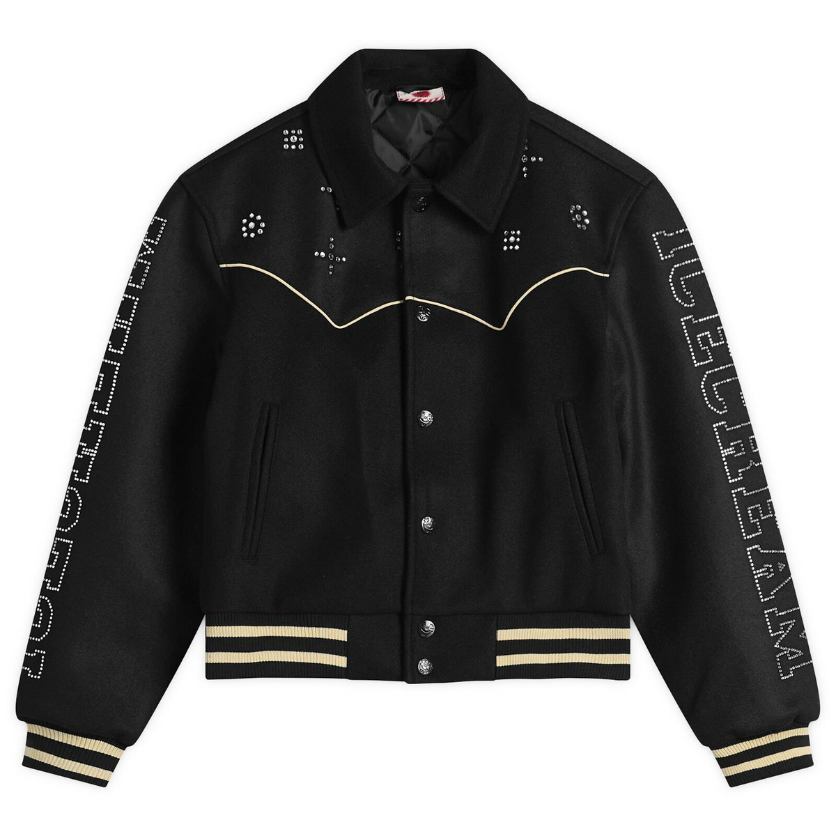 ICECREAM Women's Western Crystal Varsity Jacket in Black