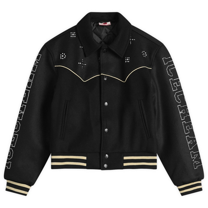 Photo: ICECREAM Women's Western Crystal Varsity Jacket in Black