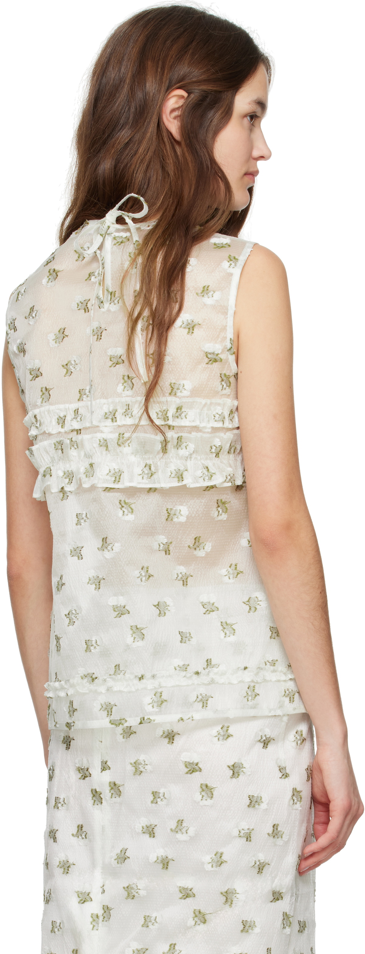 Cecilie Bahnsen White Oksana Tank Top