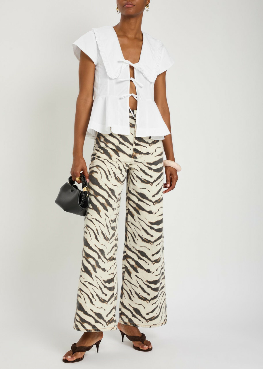 Ganni Peplum Cotton-poplin Blouse White