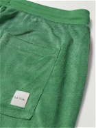 Paul Smith - Straight-Leg Webbing-Trimmed Cotton-Blend Terry Drawstring Shorts - Green