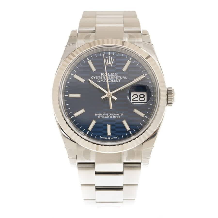 Rolex Datejust 36 Quartz Chronometer Bright Blue Motif Dial Watch 126234BLFSO