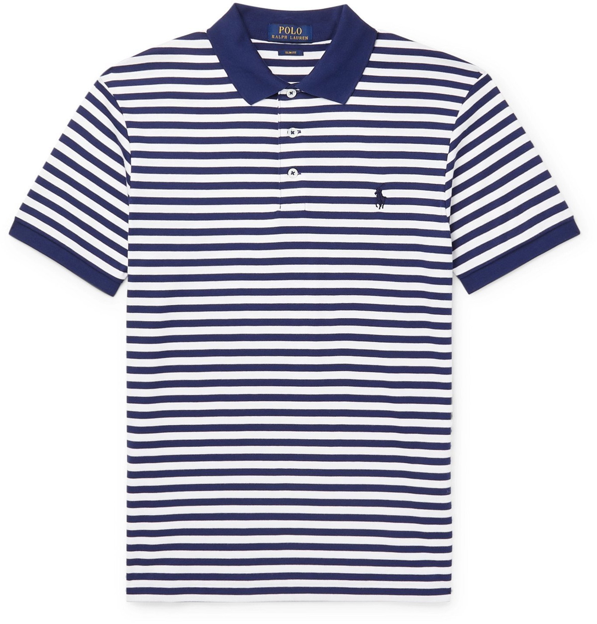 Blue White Stripe Jersey Polo Shirt