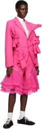 Comme des Garçons Homme Plus Pink Gabardine & Nylon Tulle Garment Treated Shorts
