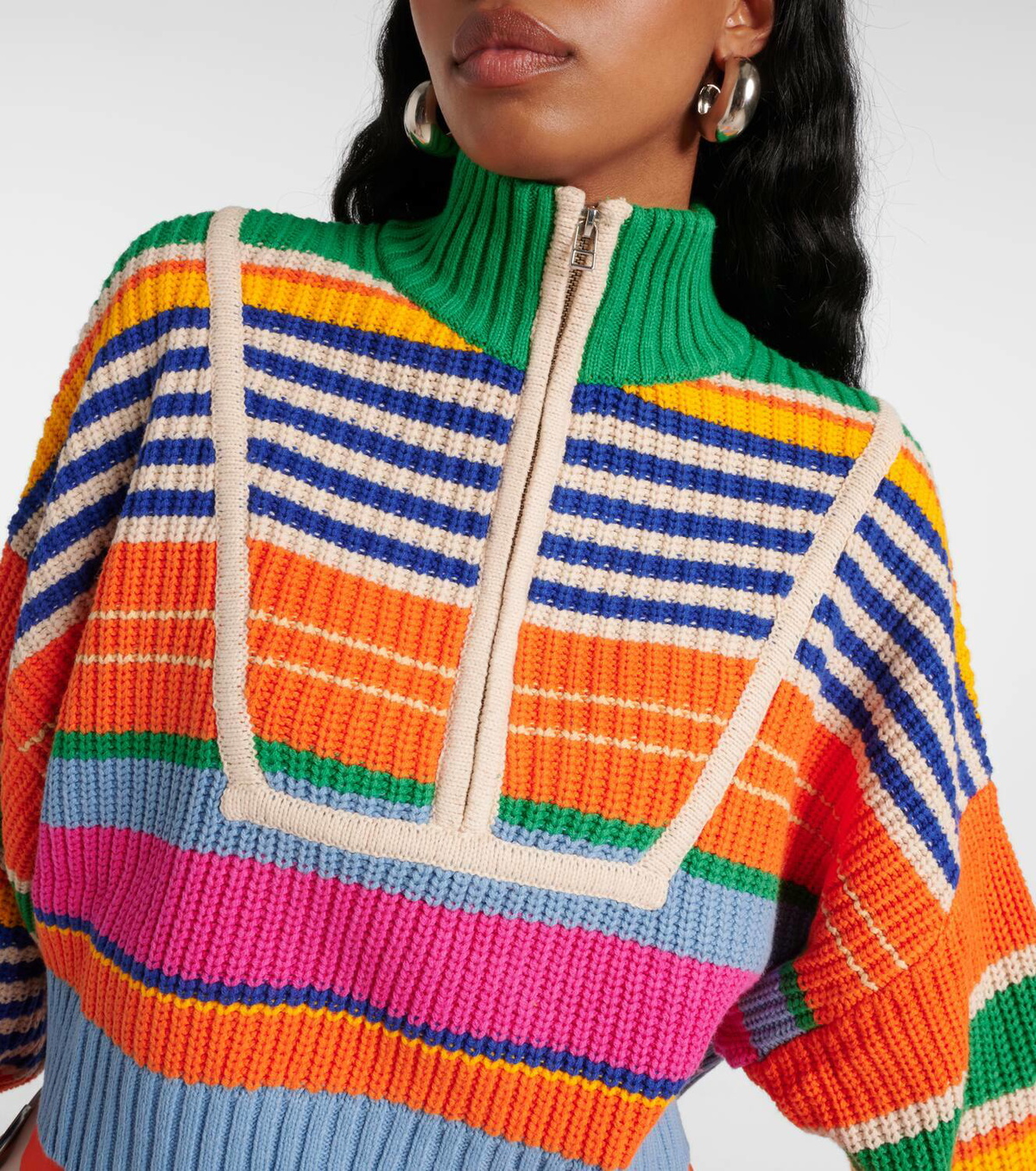 Staud Hampton cropped half-zip sweater