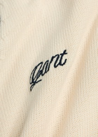 Gant Logo-embroidered Cotton-knit Cardigan Cream