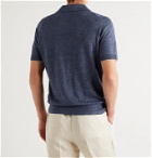 Brunello Cucinelli - Mélange Linen and Cotton-Blend Polo Shirt - Blue