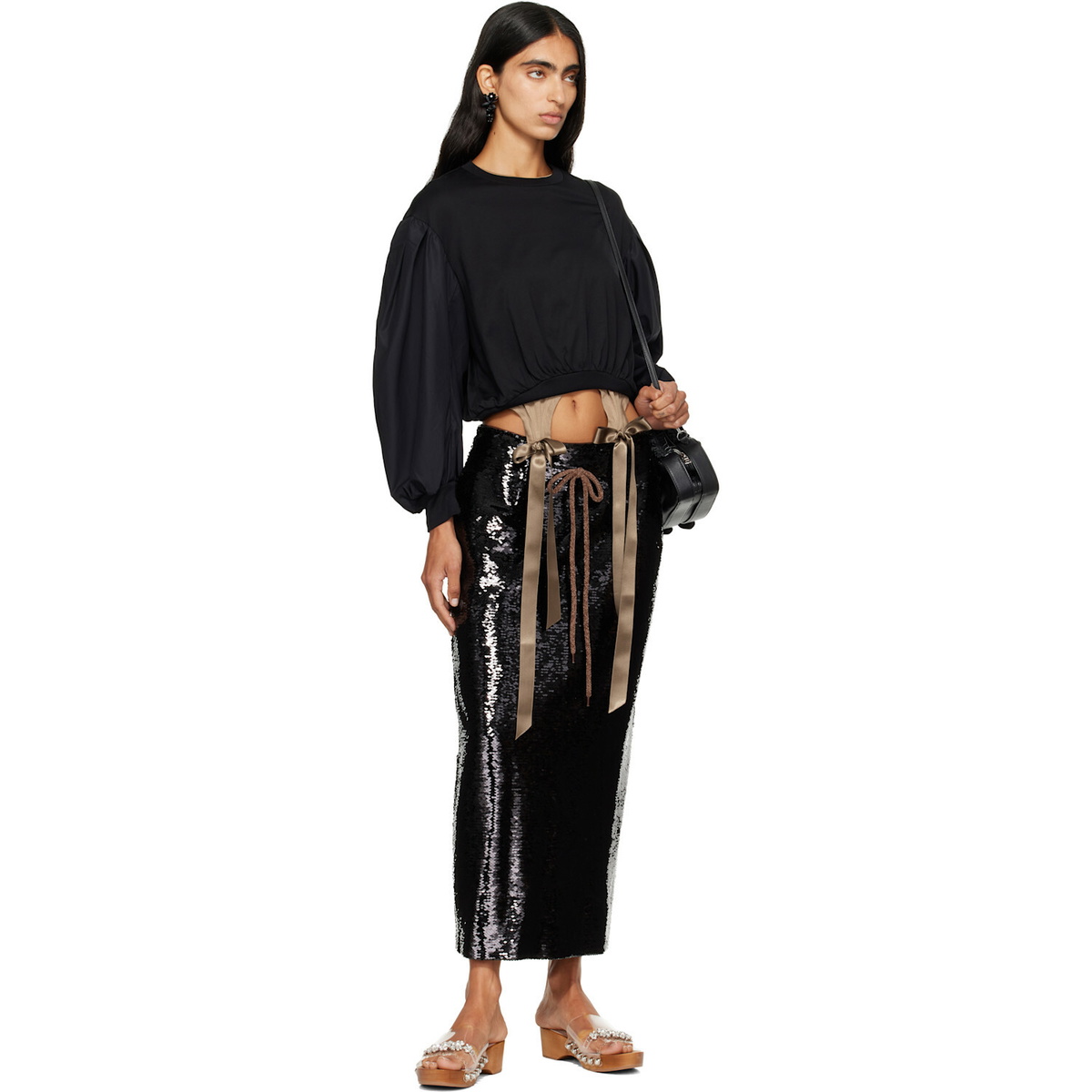 Simone Rocha Black Puff Sleeve Balloon Long Sleeve T-shirt