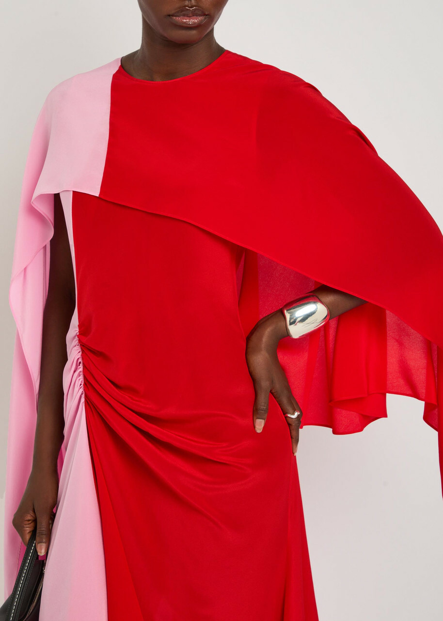JW Anderson Cape Draped Silk-chiffon Midi Dress Red