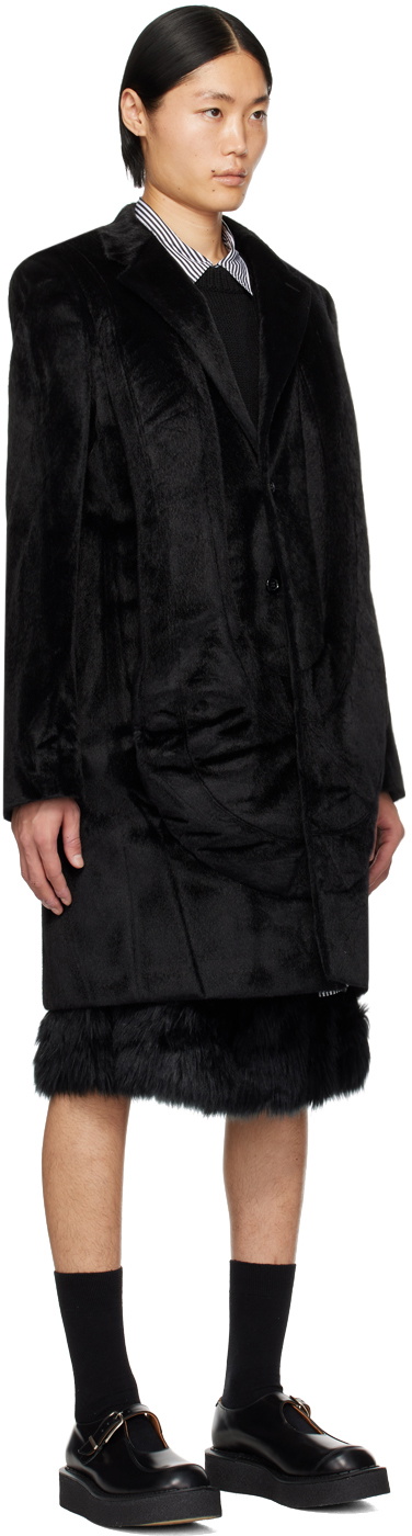 Comme des Garçons Homme Plus Black Paneled Faux-Fur Coat
