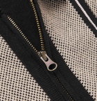 Beams Plus - Slim-Fit Striped Cotton and Linen-Blend Zip-Up Polo Shirt - Black