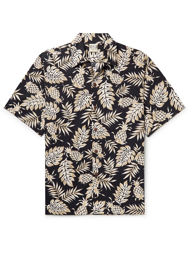 Photo: Go Barefoot - Pineapple Pareau Convertible-Collar Printed Cotton Shirt - Black