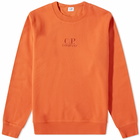 C.P. Company Men's Garment Dyed Centre Logo Crew Sweat in Harvest Pumpkin