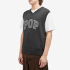 Pop Trading Company Men's Arch Logo Knit Vest in Anthracite