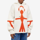 JW Anderson Women's Anchor Logo Knitted Hoody in White/Orange