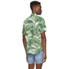 Levis Off-White and Green Tropical Fern Sunset One Pocket Short Sleeve Shirt