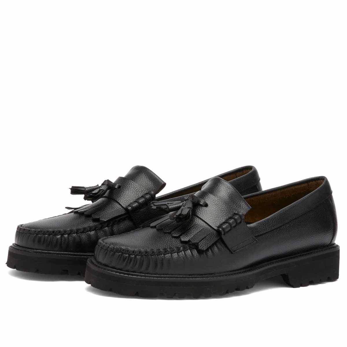 Bass Weejuns Men's Layton Lug Soft Grain Loafer in Black Textured Leather