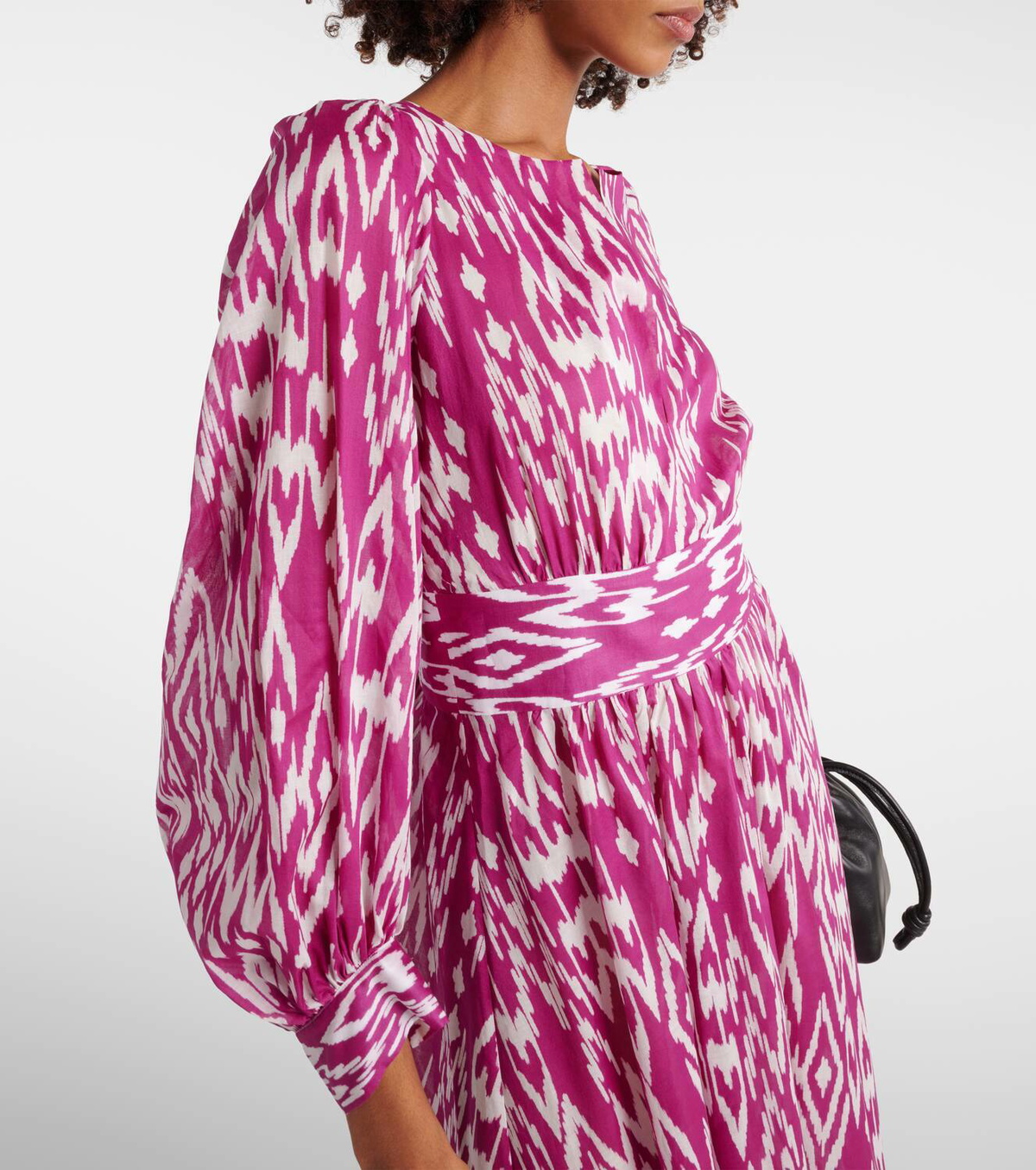 chinese dress ladies Plus Size Printed V-Neck Balloon Sleeve Maxi Dress
