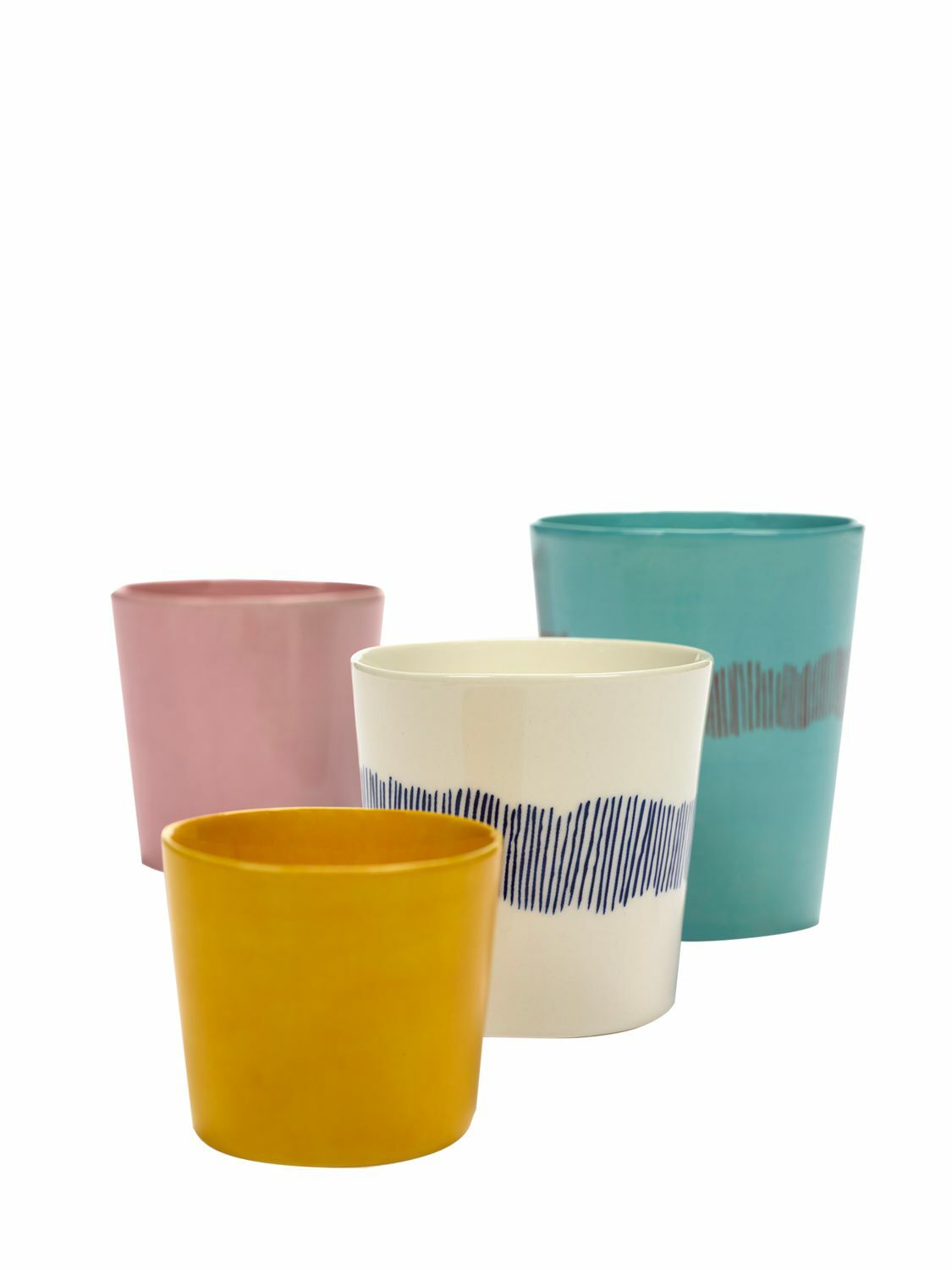 SERAX - Set Of 4 White Stripes Coffee Cups