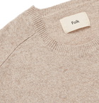 Folk - Patrice Pointelle-Trimmed Mélange Wool Sweater - Men - Neutral