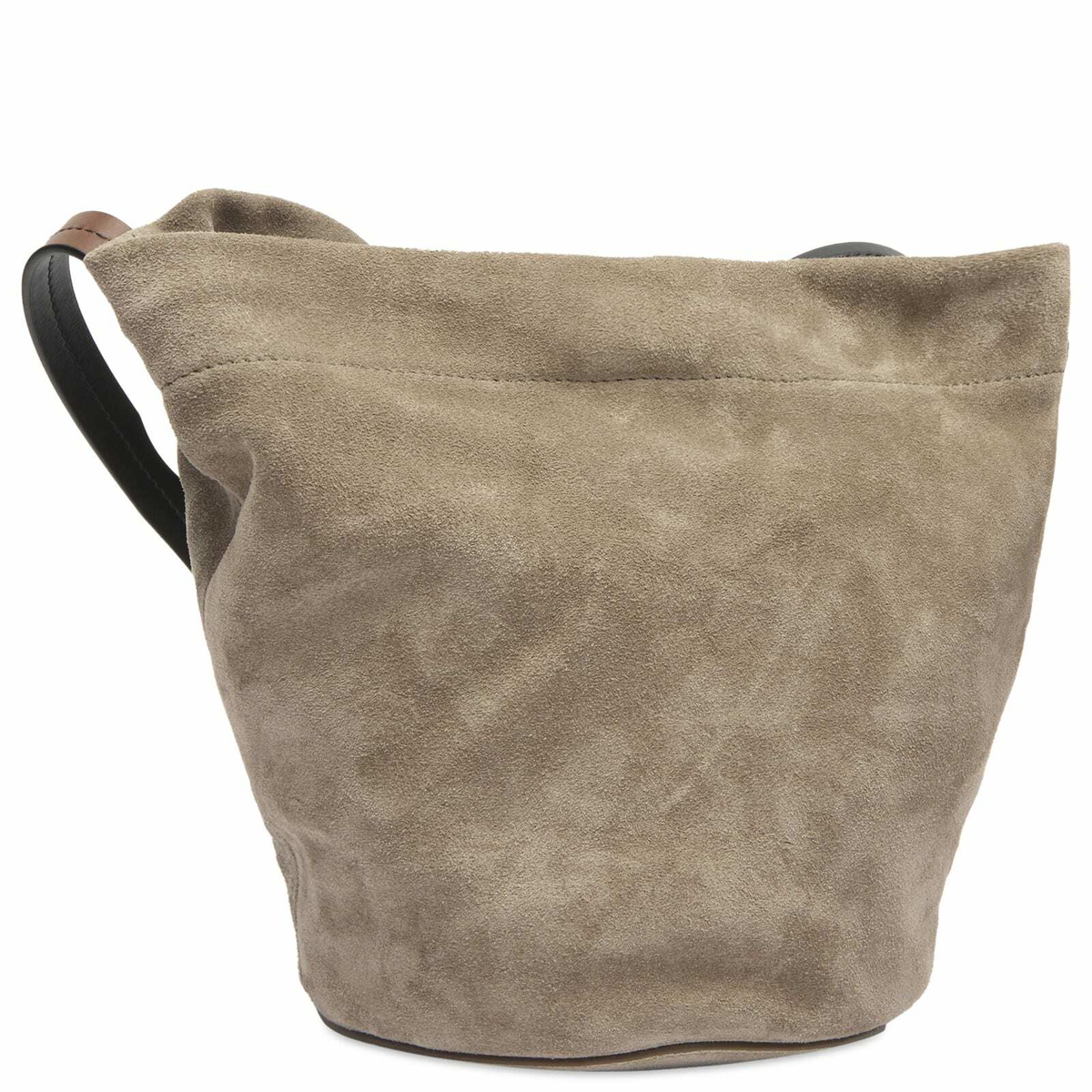 Maison Margiela Women's Suede Small Shoulder Pouch in Vison/Black/Chestnut 