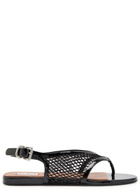 Alaïa Fishnet Patent Leather Thong Sandals Black