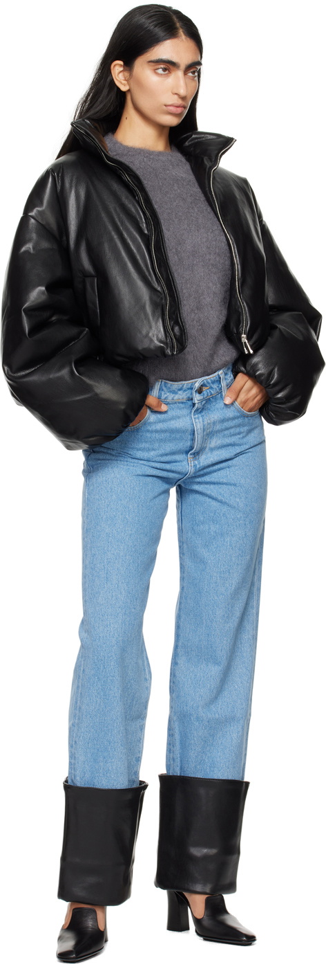 Nanushka Black Lilima Down Vegan Leather Jacket