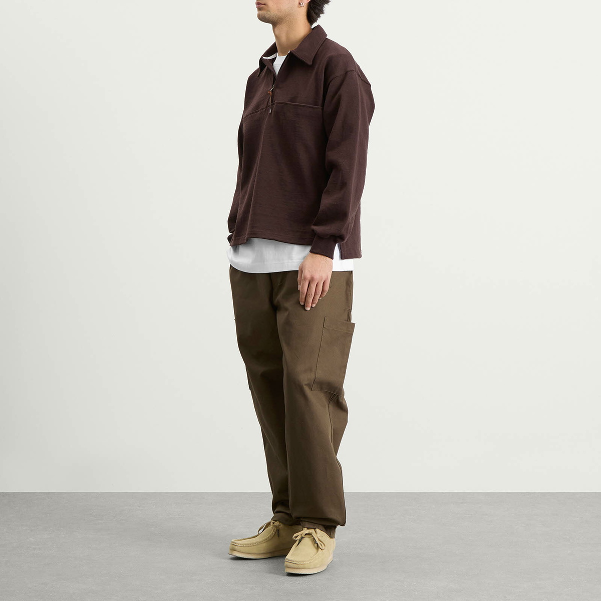 Café Mountain Men's Quarter Zip Heavy Sweat in Earth