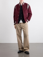 Golden Bear - The Hayes Leather Trimmed Wool-Blend Jacket - Red