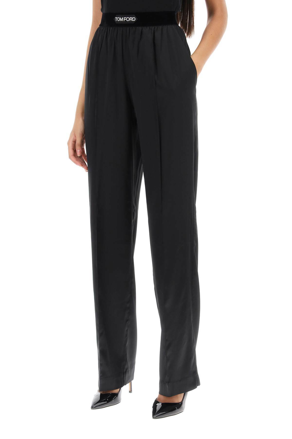 Tom Ford Women's Pyjamas Stretch Satin Trousers Grey