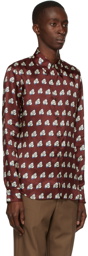 Dries Van Noten Burgundy Viscose Printed Shirt