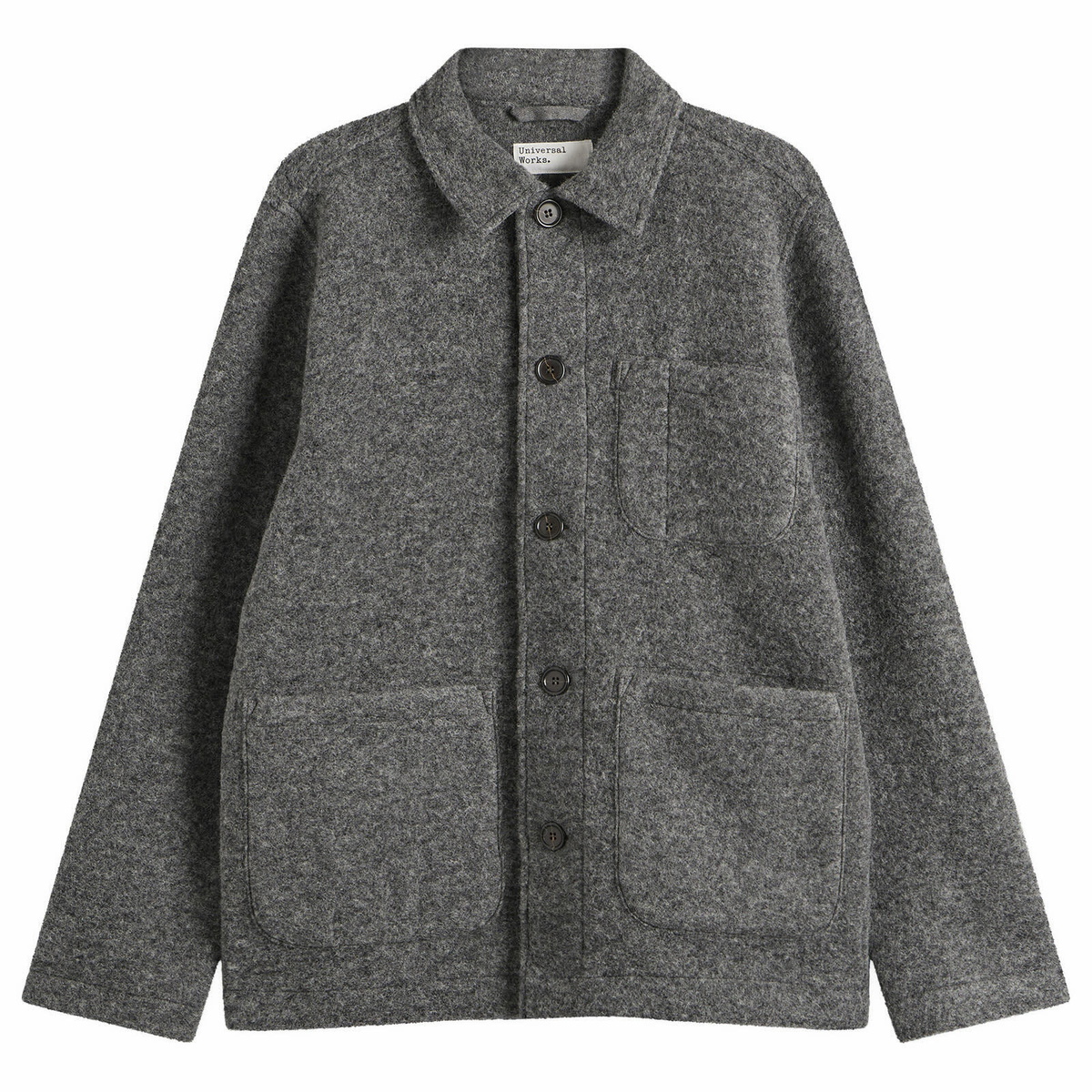 Universal Works Men's Wool Fleece Field Jacket in Grey Marl