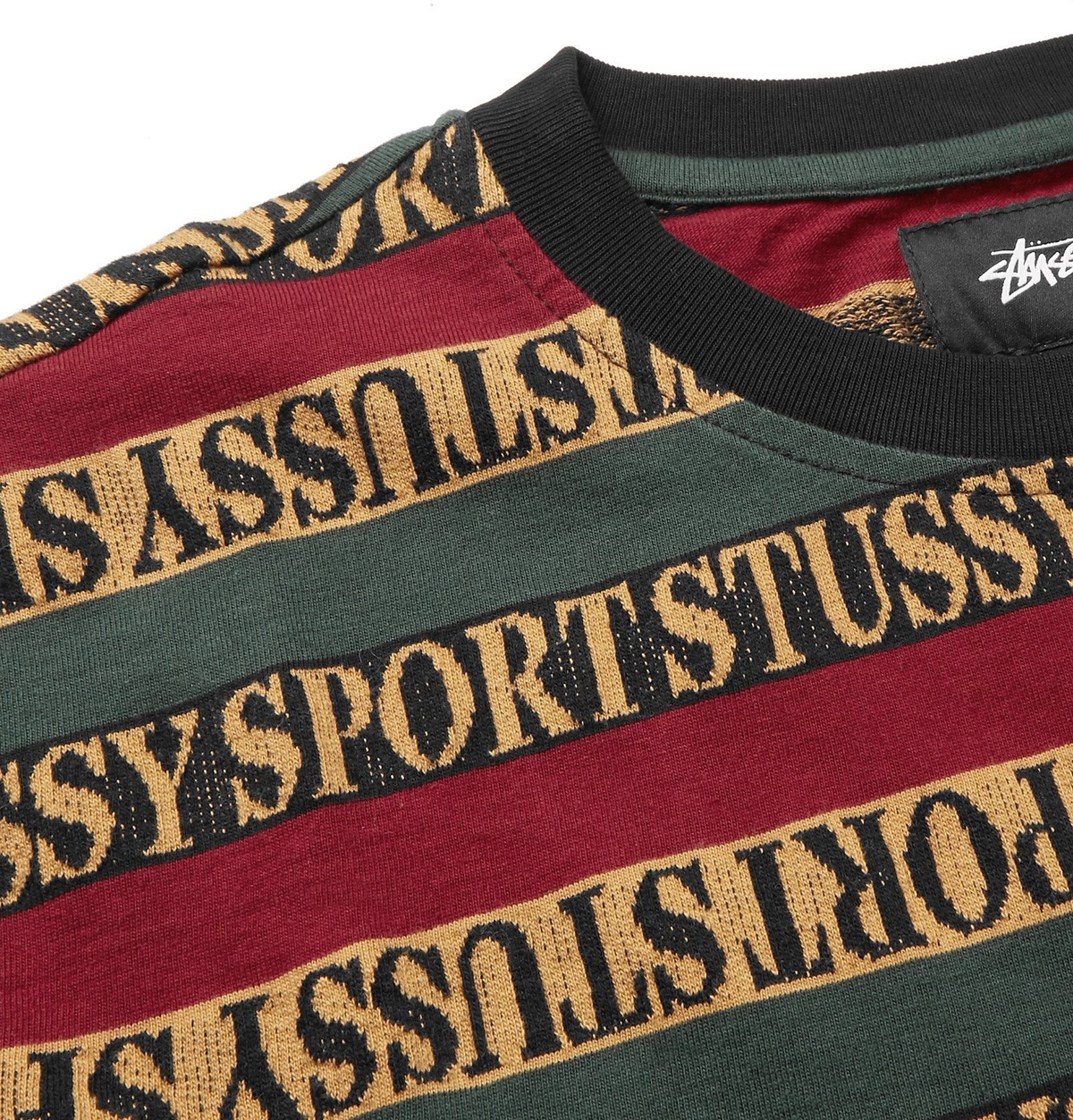 Stüssy - Logo-Jacquard Striped Cotton T-Shirt - Green Stussy