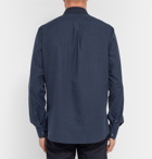 Berluti - Knitted-Collar Cotton Shirt - Men - Blue