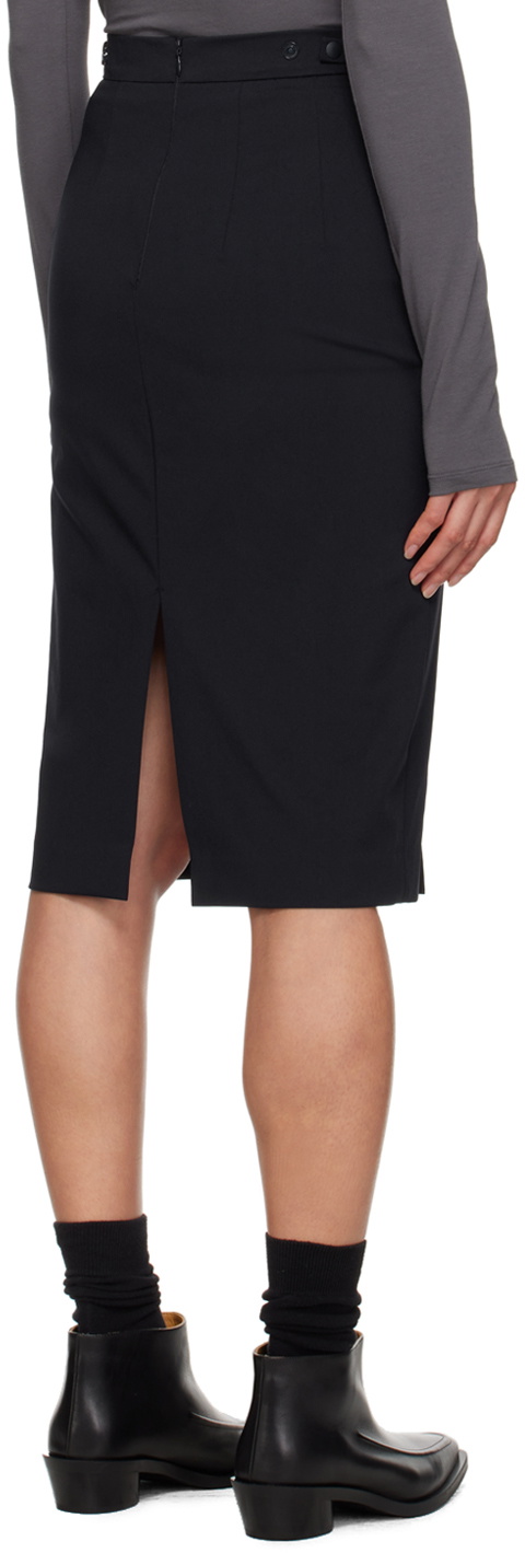 Youth Navy Front-Slit Midi Skirt