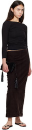 St. Agni Brown Suede Column Midi Skirt