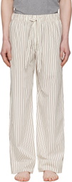 Tekla Brown & Off-White Poplin Pyjama Pants