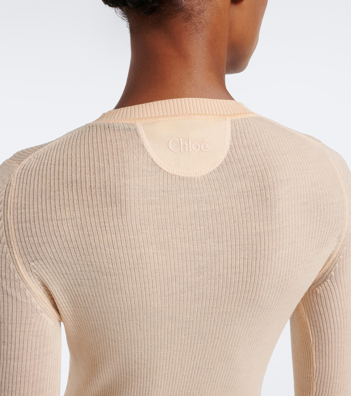 Chloé Ribbed-knit silk-trimmed wool Henley shirt