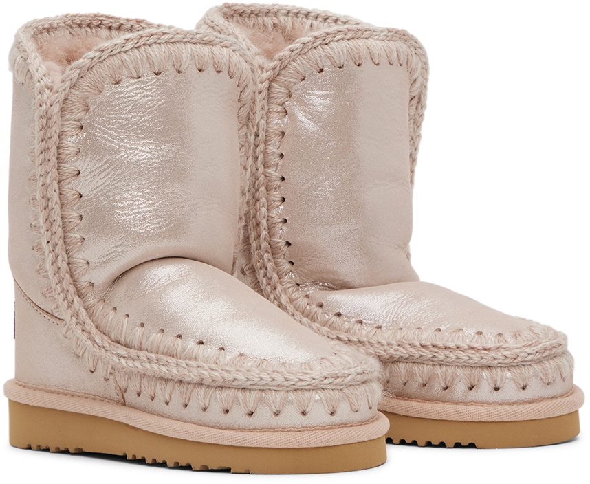 Mou Kids Beige Glitter Ankle 18 Boots