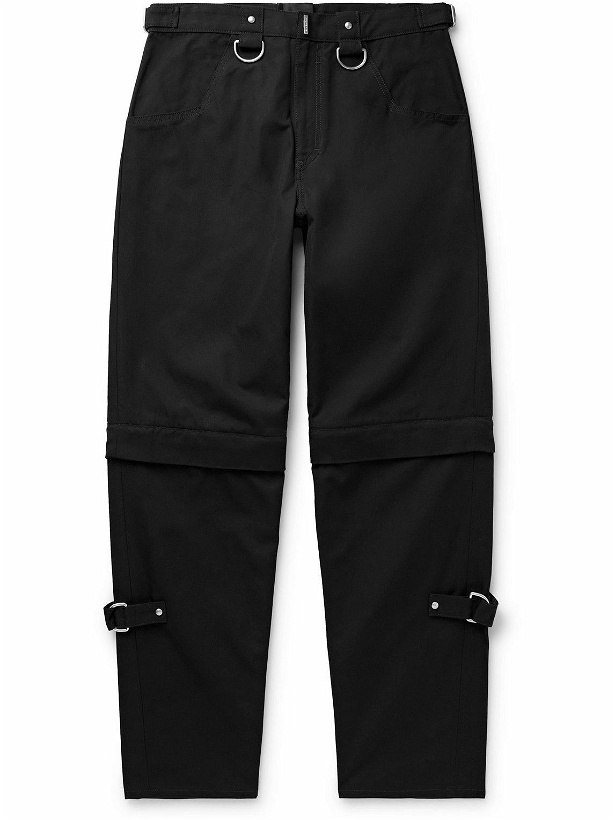 Photo: Givenchy - Convertible Straight-Leg Embellished Cotton-Canvas Trousers - Black
