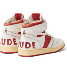 Rhude - Rhecess-Hi Logo-Appliquéd Distressed Leather High-Top Sneakers - White