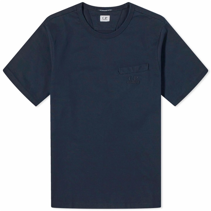 Photo: C.P. Company Men's 30/2 Mercerized Jersey Twisted Pocket T-Shirt in Total Eclipse