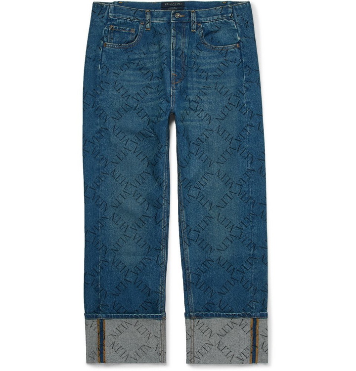 Photo: Valentino - Logo-Print Denim Jeans - Light blue