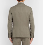 Brunello Cucinelli - Slim-Fit Herringbone Cotton and Linen-Blend Suit Jacket - Men - Army green