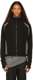 Hyein Seo Black & Grey Fleece Zip-Up Sweater