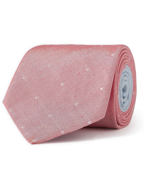 Photo: Paul Smith - 8cm Polka-Dot Two-Tone Silk and Linen-Blend Tie